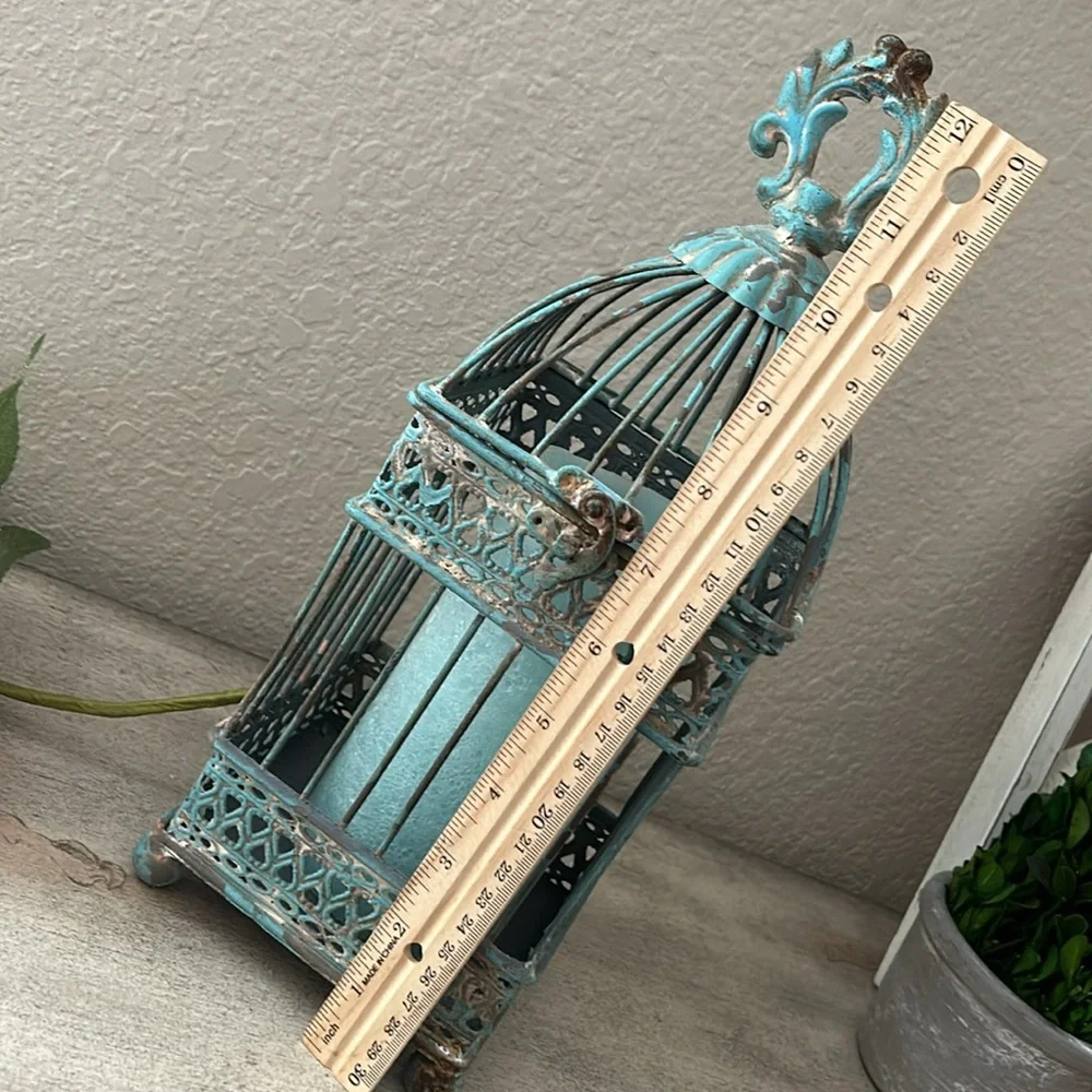 Vintage Inspired Shabby Chic Cottage Farmhouse Rustic Distressed aqua lantern